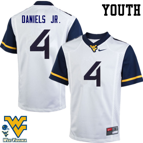 NCAA Youth Mike Daniels Jr. West Virginia Mountaineers White #4 Nike Stitched Football College Authentic Jersey BO23J70JW
